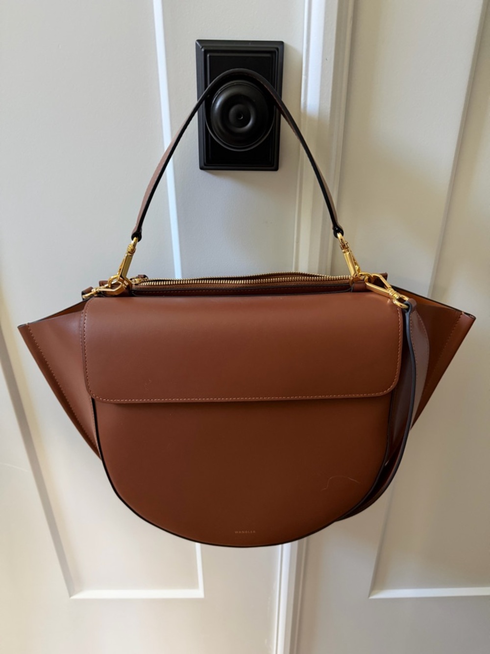 Wandler Hortensia Big Bag - Tan Leather Shoulder Bag - Structured Saddle Tote
